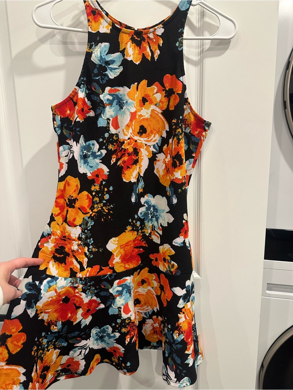 Black Floral Sleeveless Fit & Flare Dress Size M